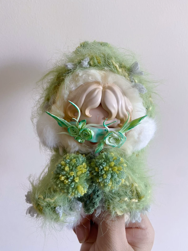 Whimsical Skullpanda Hooded Cloak – Pastel Cosplay Outfit with Eye Mask & Pom-Poms - Image 5