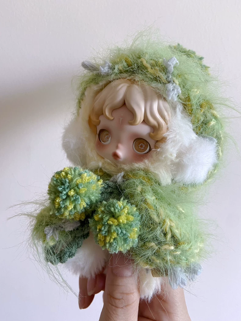 Whimsical Skullpanda Hooded Cloak – Pastel Cosplay Outfit with Eye Mask & Pom-Poms - Image 8