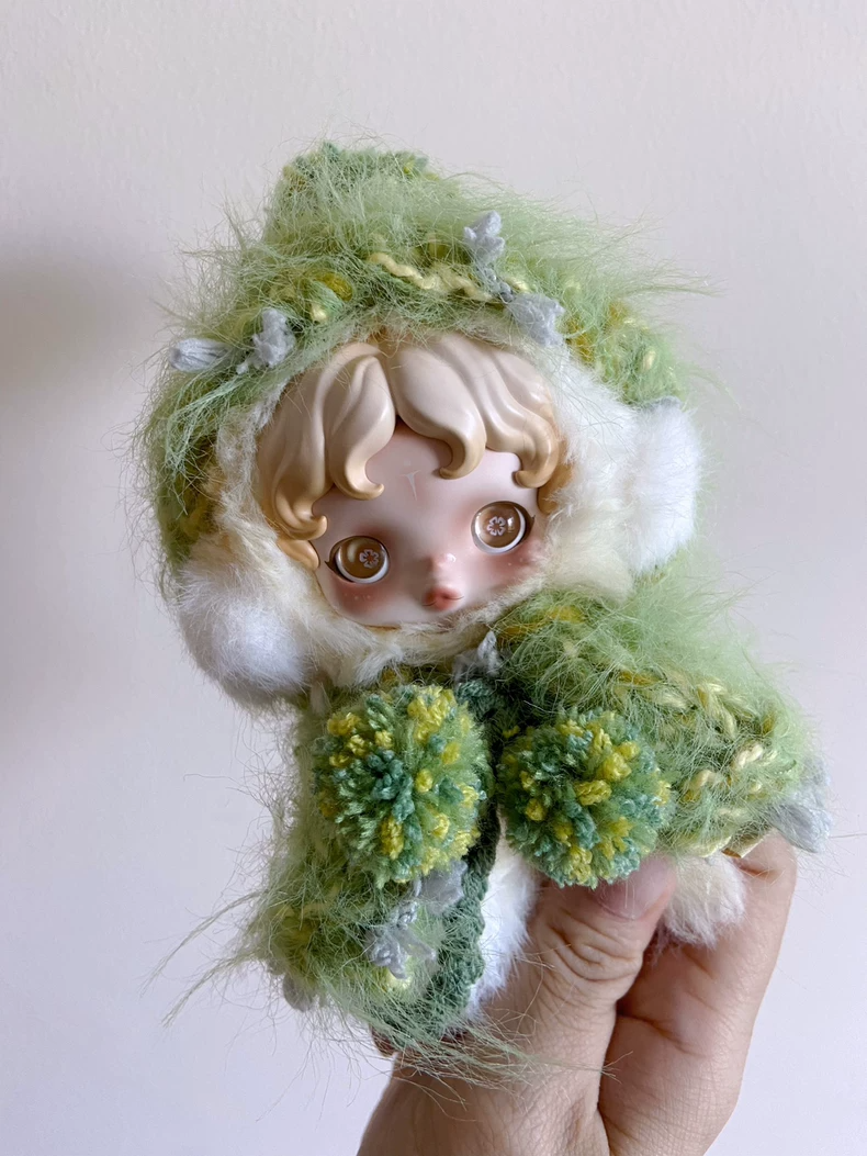 Whimsical Skullpanda Hooded Cloak – Pastel Cosplay Outfit with Eye Mask & Pom-Poms - Image 9