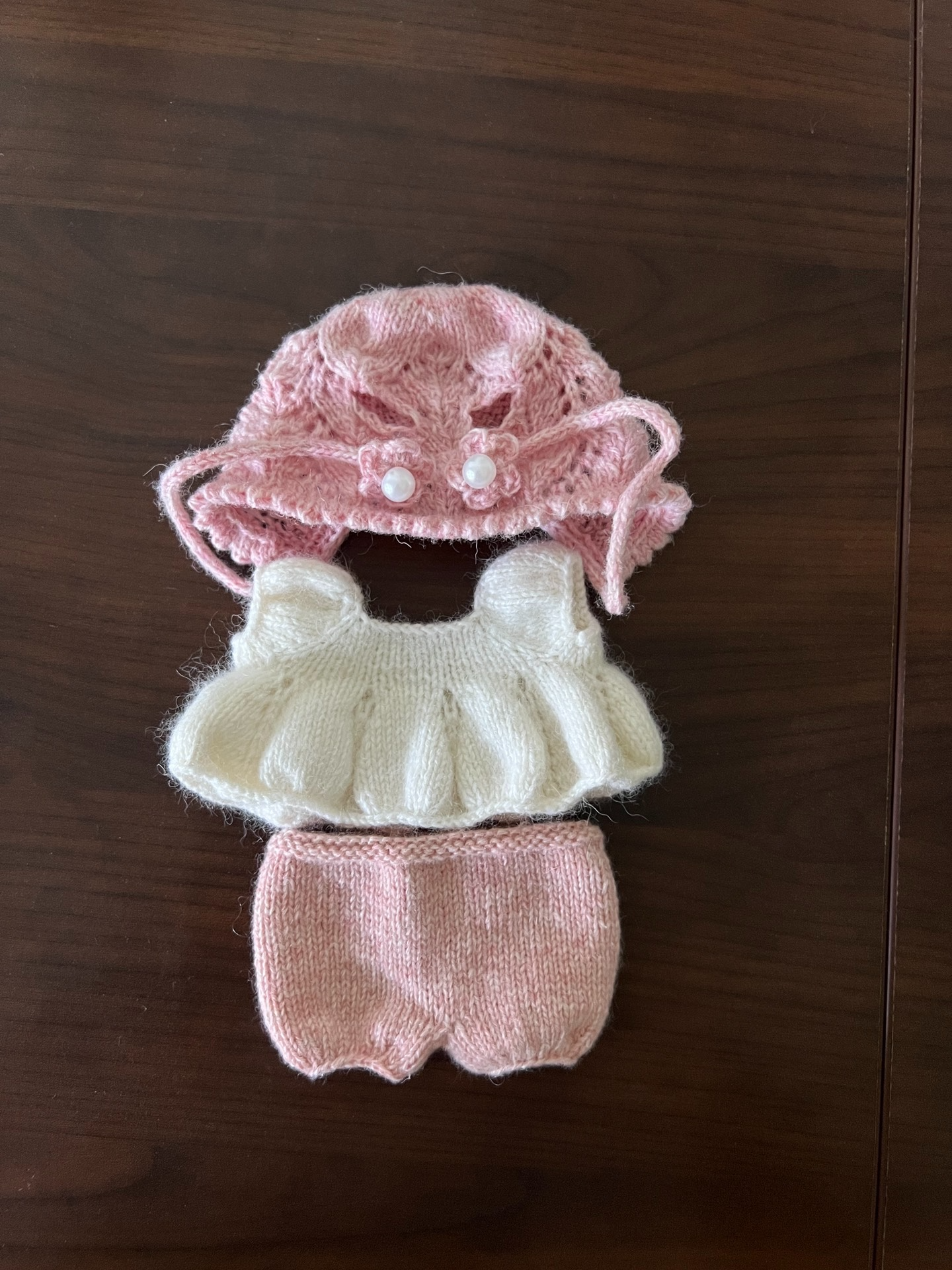 Adorable Labubu Doll Outfit – Cozy Knit Dress & Pearl Hat Set for Collectors - Image 5