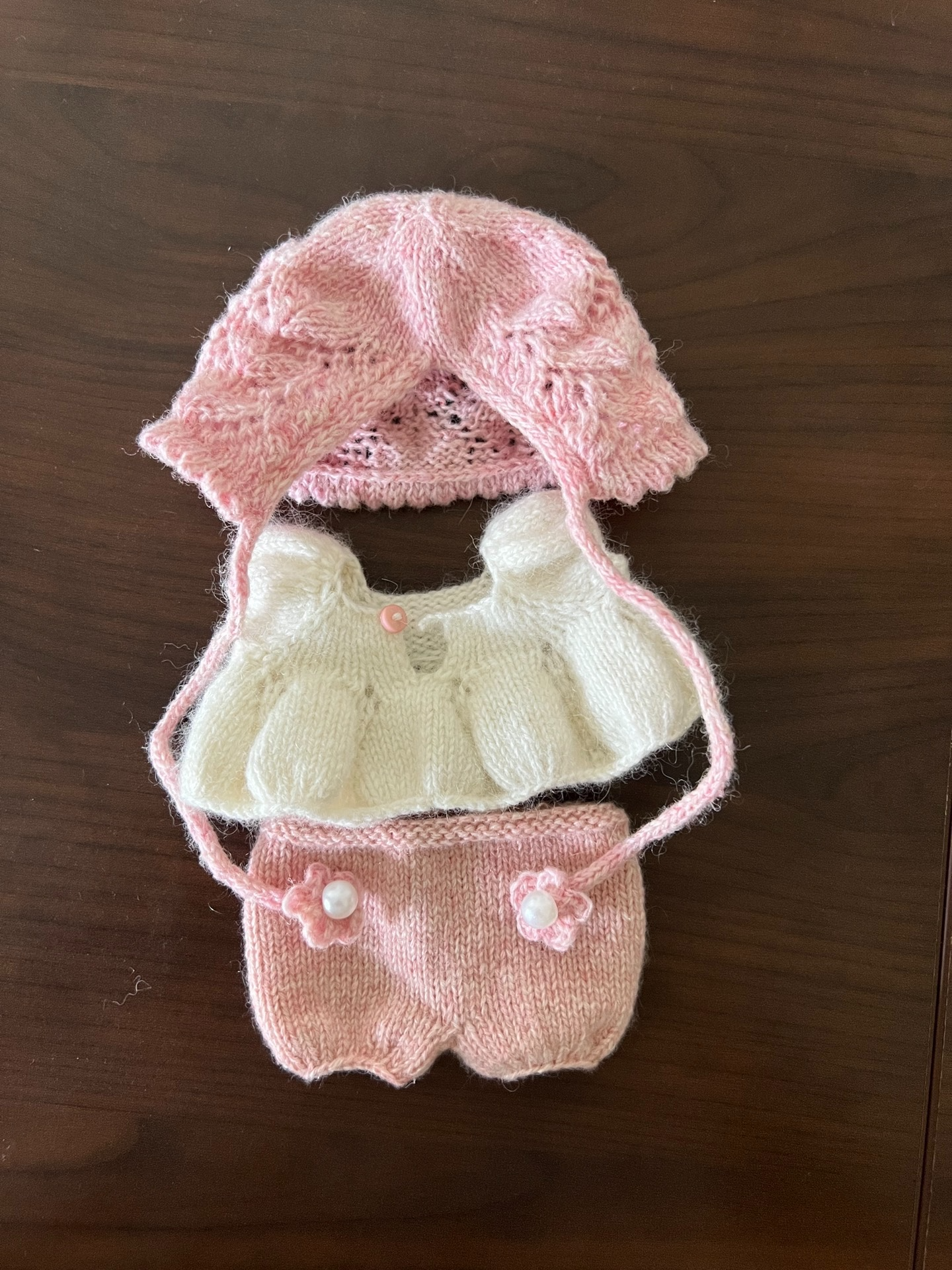 Adorable Labubu Doll Outfit – Cozy Knit Dress & Pearl Hat Set for Collectors - Image 6