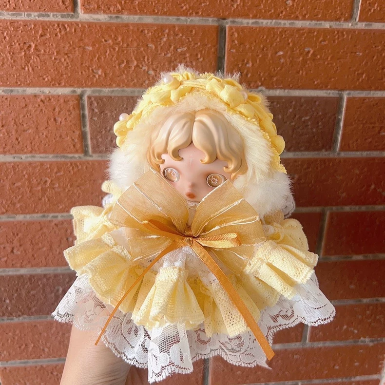 Elegant Skullpanda Doll Outfit: Pastel Lace Ensemble with Fluffy Headpiece - Image 2