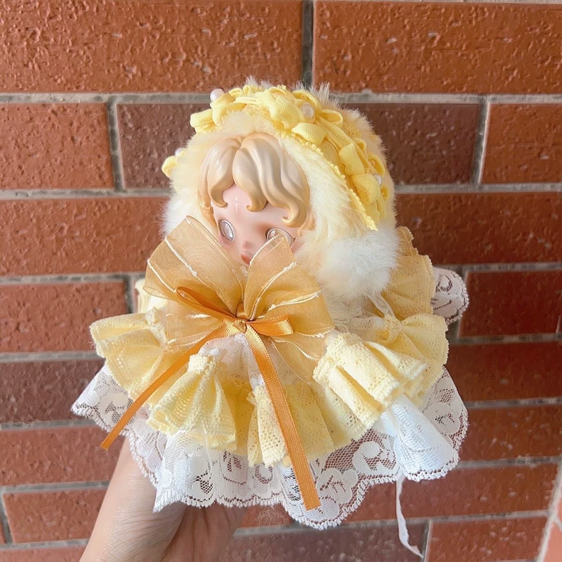 Elegant Skullpanda Doll Outfit: Pastel Lace Ensemble with Fluffy Headpiece - Image 3