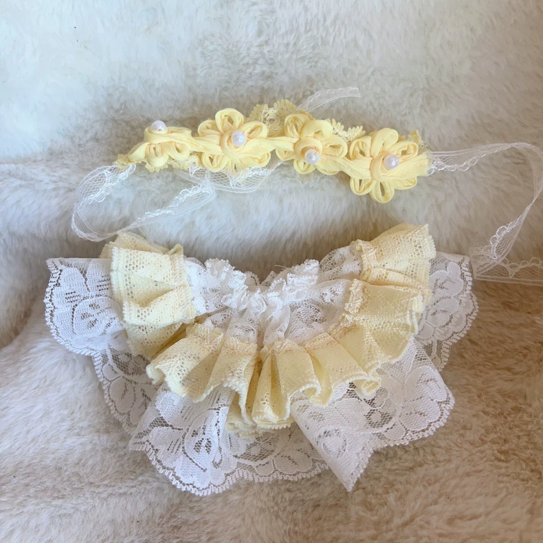 Elegant Skullpanda Doll Outfit: Pastel Lace Ensemble with Fluffy Headpiece - Image 4