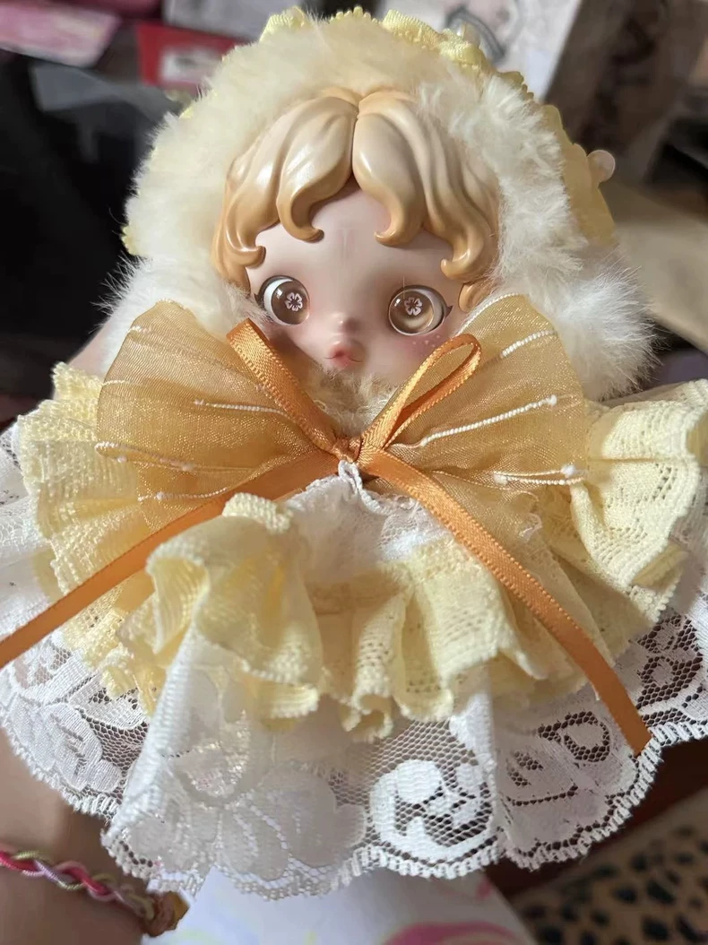 Elegant Skullpanda Doll Outfit: Pastel Lace Ensemble with Fluffy Headpiece - Image 5