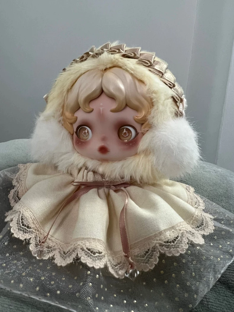 Elegant Skullpanda Doll Outfit: Pastel Lace Ensemble with Fluffy Headpiece - Image 6