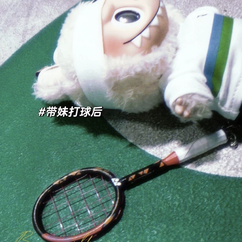 Sporty Labubu Tennis Outfit – Striped Shirt, Shorts & Accessories for 17cm Dolls - Image 2