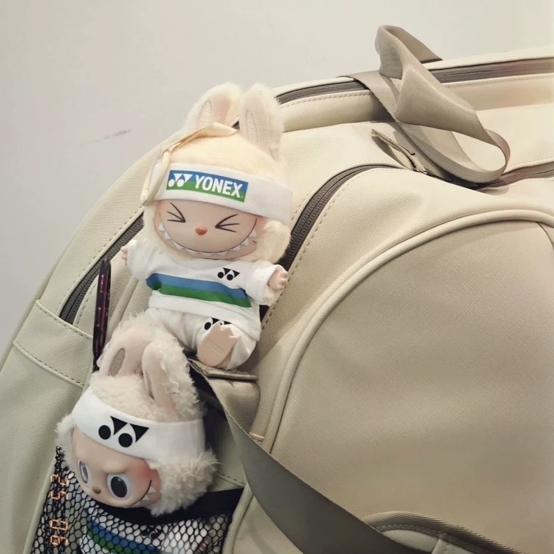 Sporty Labubu Tennis Outfit – Striped Shirt, Shorts & Accessories for 17cm Dolls - Image 4