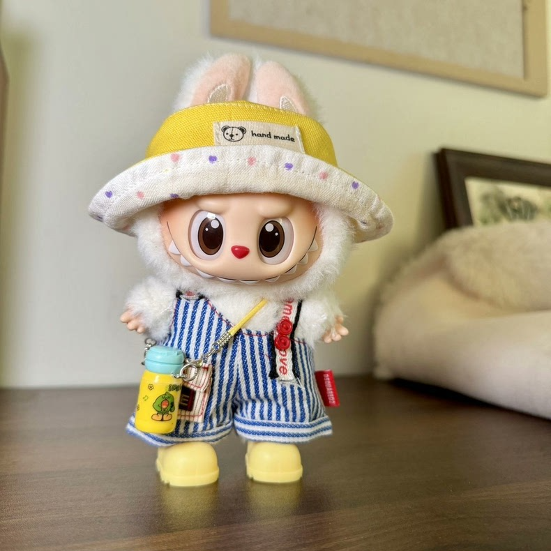 LABUBU Doll Outfit Set - Blue & White Stripes with Yellow & Red Accents, Handmade Collectible Apparel for Creative Play - Image 4
