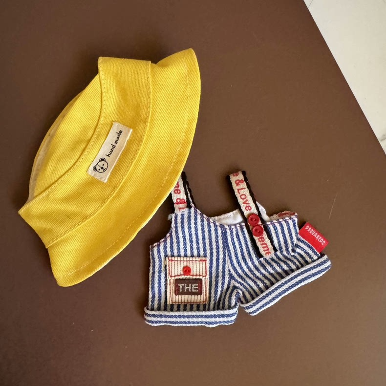 LABUBU Doll Outfit Set - Blue & White Stripes with Yellow & Red Accents, Handmade Collectible Apparel for Creative Play - Image 5