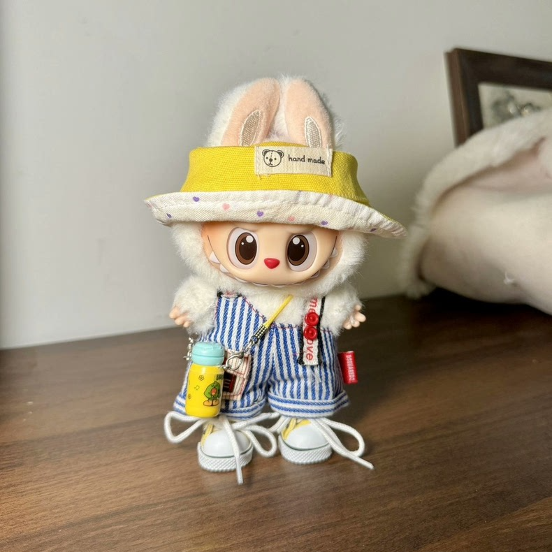 LABUBU Doll Outfit Set - Blue & White Stripes with Yellow & Red Accents, Handmade Collectible Apparel for Creative Play - Image 6
