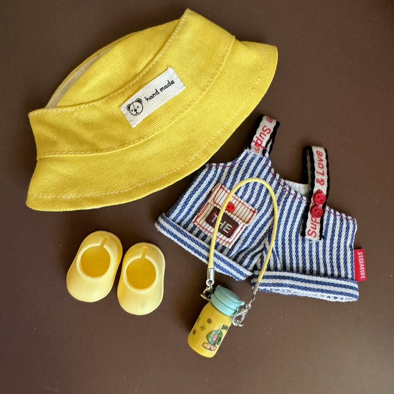 LABUBU Doll Outfit Set - Blue & White Stripes with Yellow & Red Accents, Handmade Collectible Apparel for Creative Play - Image 7