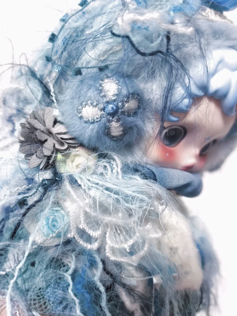 Enchanted Blue Lace Plush Toy: Luxurious Collectible with Elegant Outfit & Expressive Eyes - Image 3