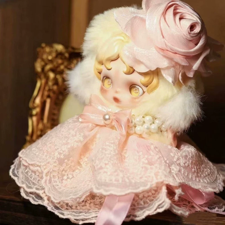 Whimsical Skullpanda Lace Outfit – Pastel Elegance with Pearls & Faux Fur | Collector’s Dream - Image 4