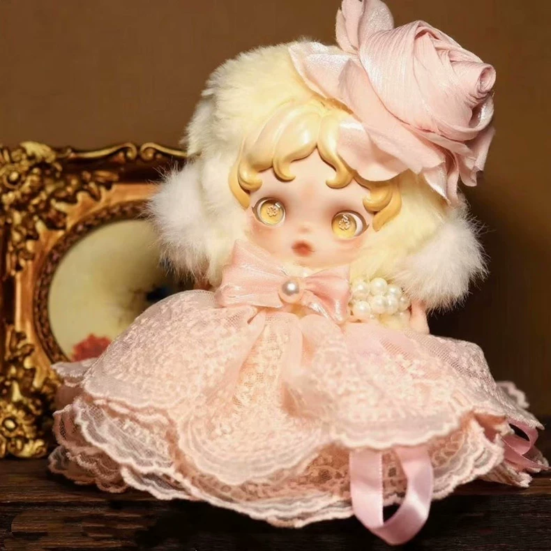 Whimsical Skullpanda Lace Outfit – Pastel Elegance with Pearls & Faux Fur | Collector’s Dream - Image 5