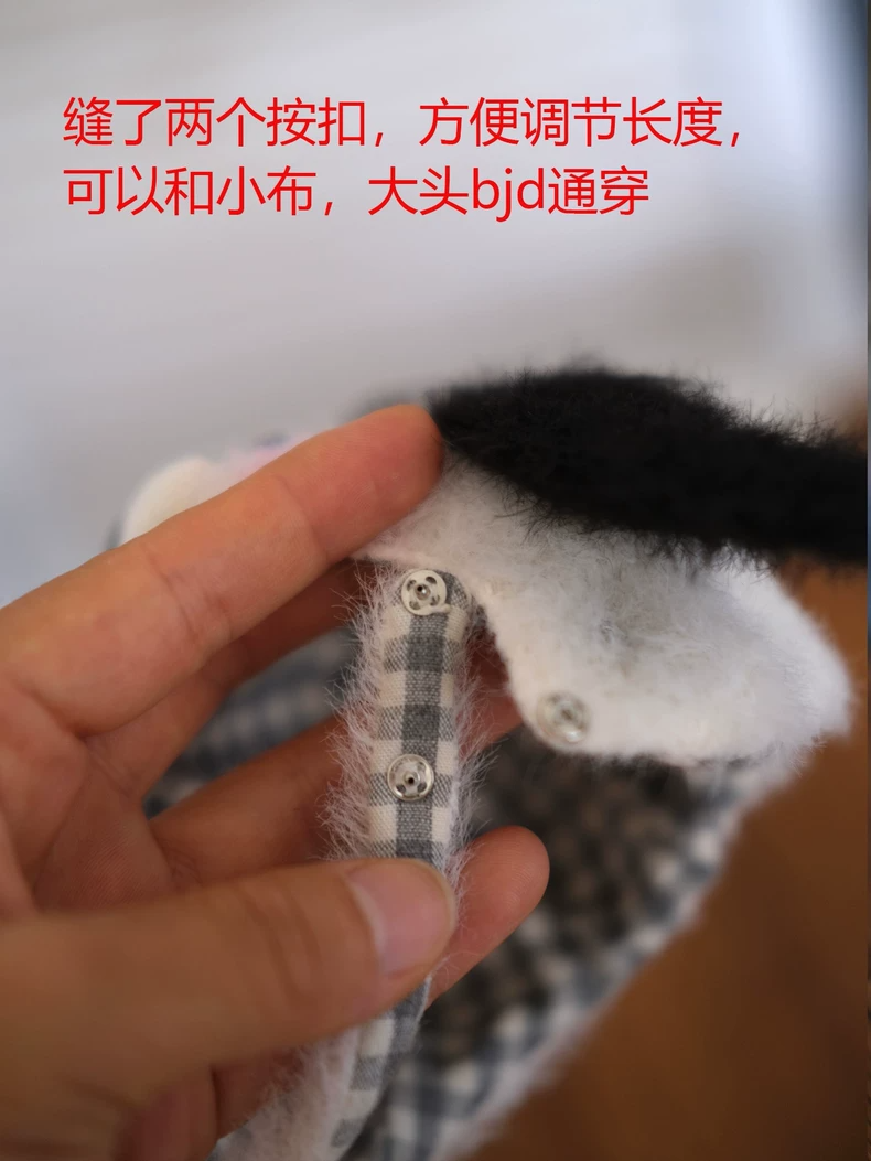 Adorable Dog-Themed Outfit for Zsiga BJD 1/8 Doll – Playful Hat, Overalls & Backpack – Gray & Pink - Image 5