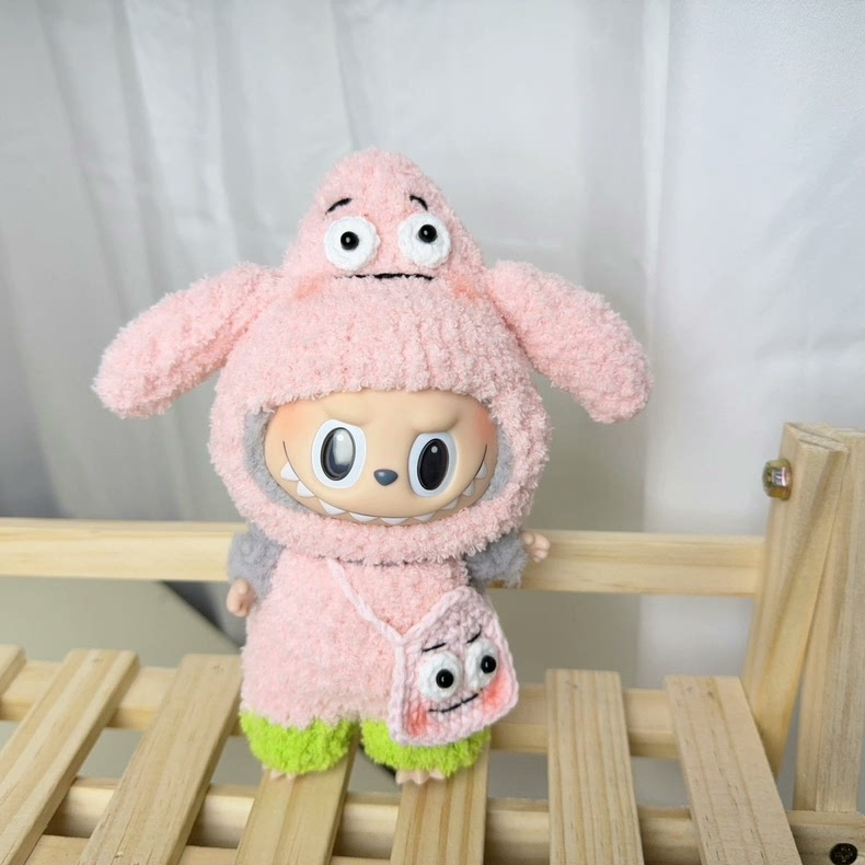 Adorable Labubu SpongeBob & Patrick Outfit – Plush Knit Set for Cuddly Fun & Collectible Charm - Image 3