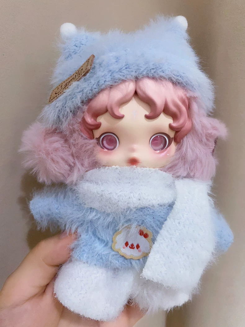 Soft Plush Skullpanda Outfit - Pastel Blue & Pink Fleece Ensemble for Collectors & Enthusiasts - Image 1