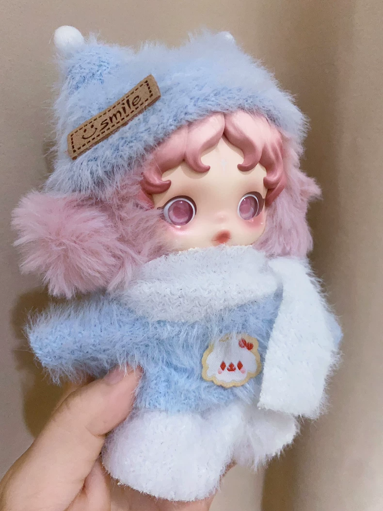 Soft Plush Skullpanda Outfit - Pastel Blue & Pink Fleece Ensemble for Collectors & Enthusiasts - Image 2