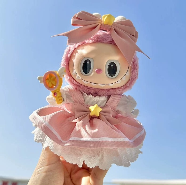 Enchanting Labubu Doll Outfit: Whimsical Pink Dress with Hand Cane & Delicate Details - Image 2