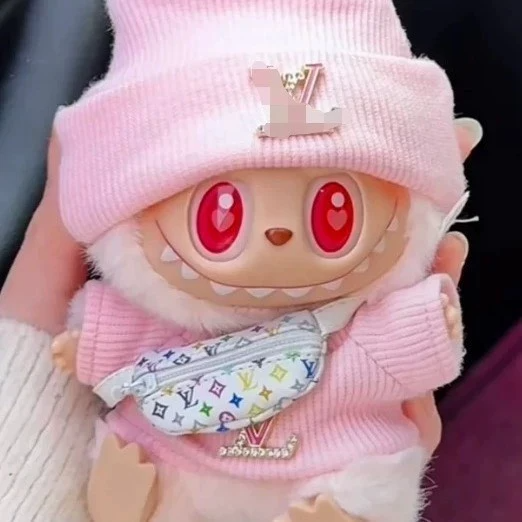 LABUBU Doll Outfit: Cozy Pink Hat, Snug Sweater & Mini Bag – Playful Elegance for Collectible Dolls - Image 5
