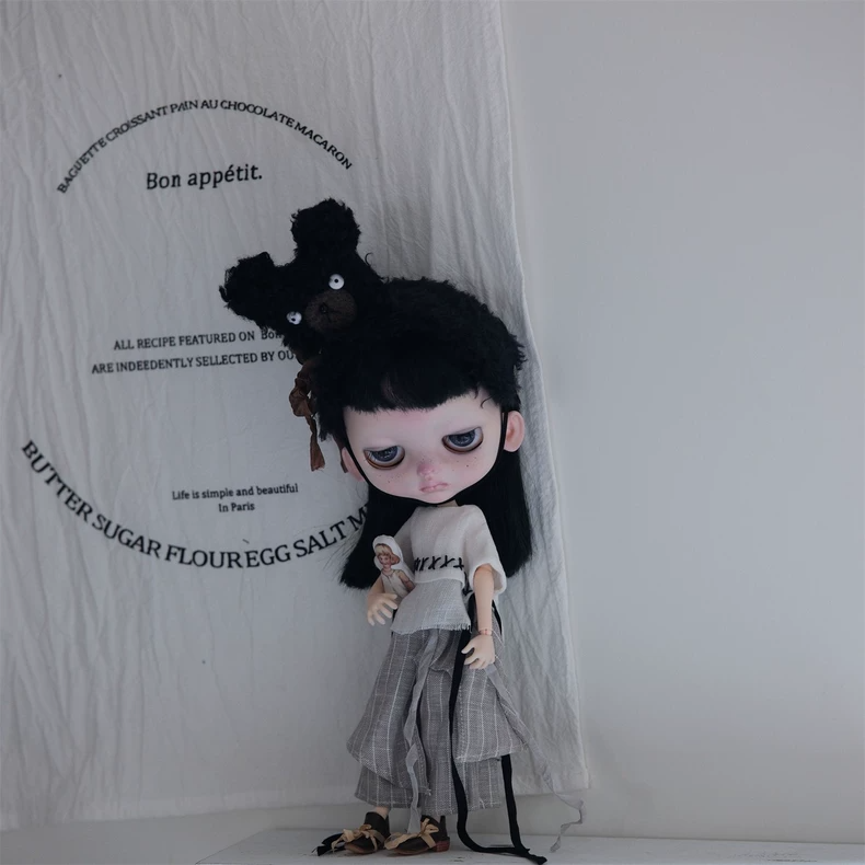 Japanese-Style BLYTHE Doll Outfit for OB22 OB24 – Adjustable Linen Top & Skirt Set, Muted Tones, Durable & Versatile - Image 4