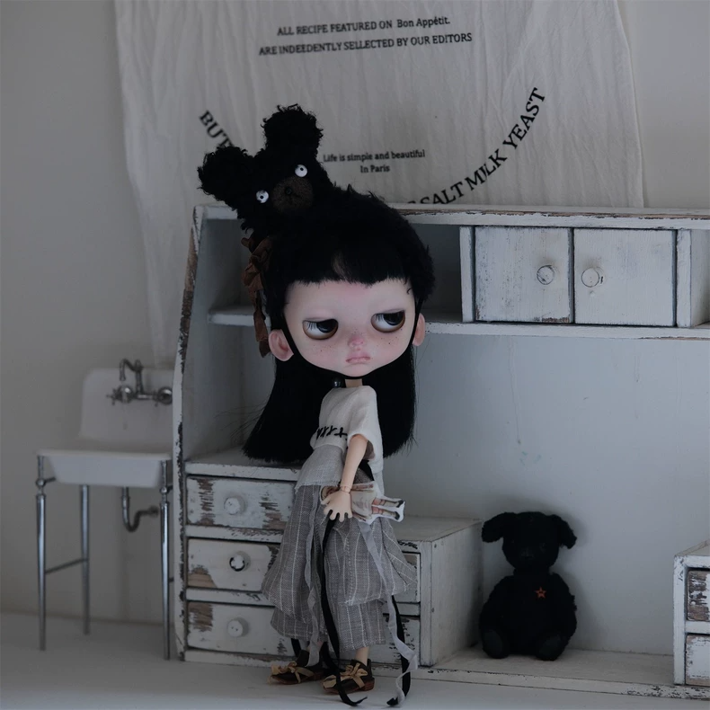 Japanese-Style BLYTHE Doll Outfit for OB22 OB24 – Adjustable Linen Top & Skirt Set, Muted Tones, Durable & Versatile - Image 5