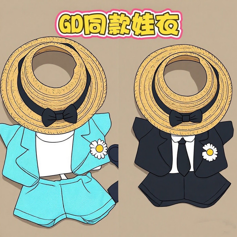 Stylish LABUBU Doll Outfit: Black & Blue Suit Set with Hat & Daisy Brooch for 17cm Dolls - Image 8