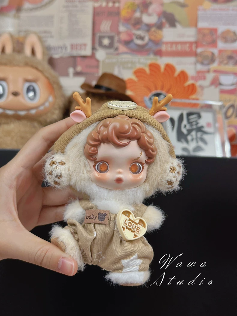 Adorable Skullpanda Doll Outfit – Plush Hat & Overalls with Playful Patterns, Premium Collectible Fashion - Image 2
