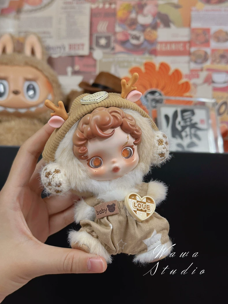 Adorable Skullpanda Doll Outfit – Plush Hat & Overalls with Playful Patterns, Premium Collectible Fashion - Image 3