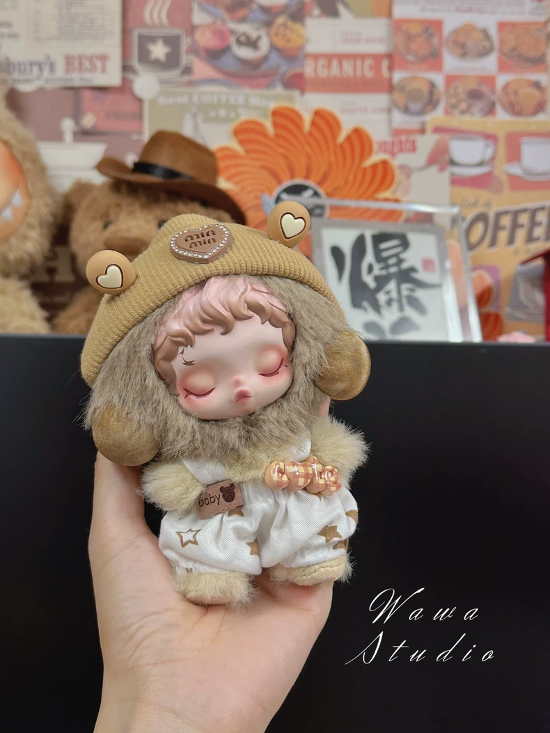 Adorable Skullpanda Doll Outfit – Plush Hat & Overalls with Playful Patterns, Premium Collectible Fashion - Image 6