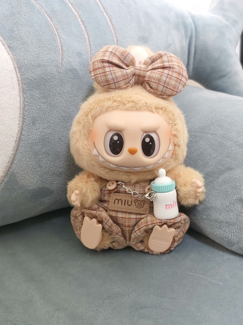 Customizable Labubu Doll Outfit with Bows & Overalls – Premium Plush Design for Collectors & Play - Image 1