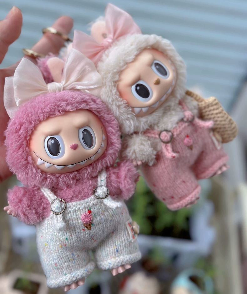 Charming LABUBU Outfit: Handcrafted Pastel Knitwear for 17cm Collectible Dolls with Accessories - Image 3