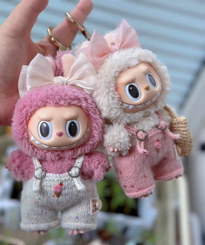 Charming LABUBU Outfit: Handcrafted Pastel Knitwear for 17cm Collectible Dolls with Accessories - Image 4
