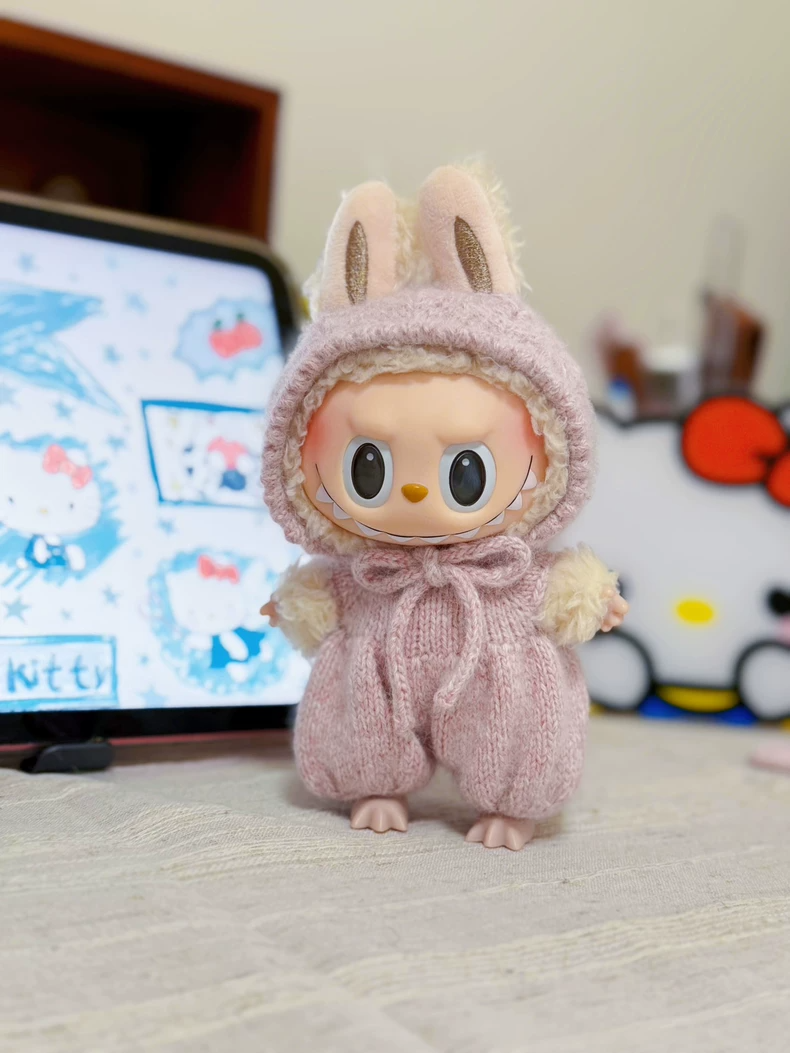 Handmade Labubu Doll Outfit – Cozy Knit Hat & Bubble Skirt Set | Custom Colors - Image 1