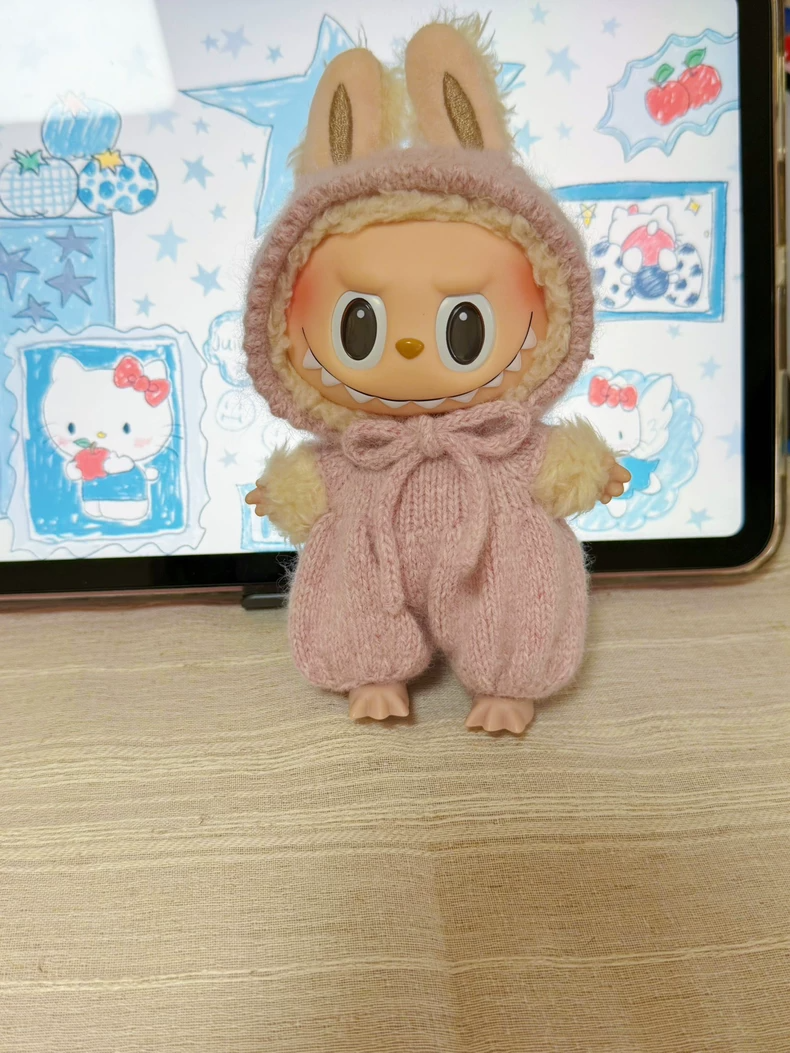 Handmade Labubu Doll Outfit – Cozy Knit Hat & Bubble Skirt Set | Custom Colors - Image 2