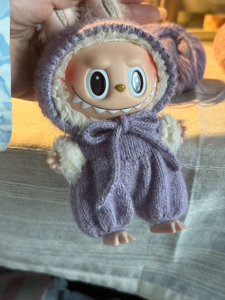 Handmade Labubu Doll Outfit – Cozy Knit Hat & Bubble Skirt Set | Custom Colors - Image 6