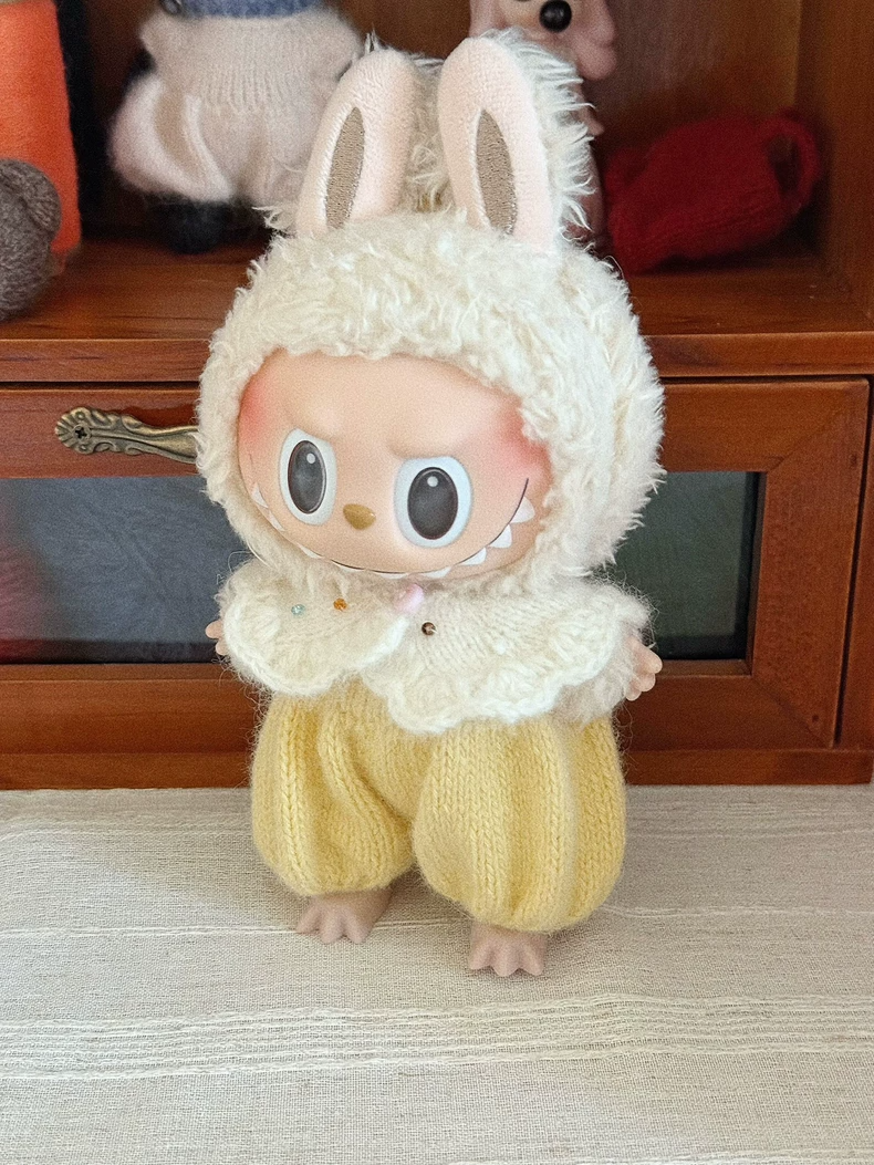 Handmade Labubu Doll Outfit – Cozy Knit Hat & Bubble Skirt Set | Custom Colors - Image 7