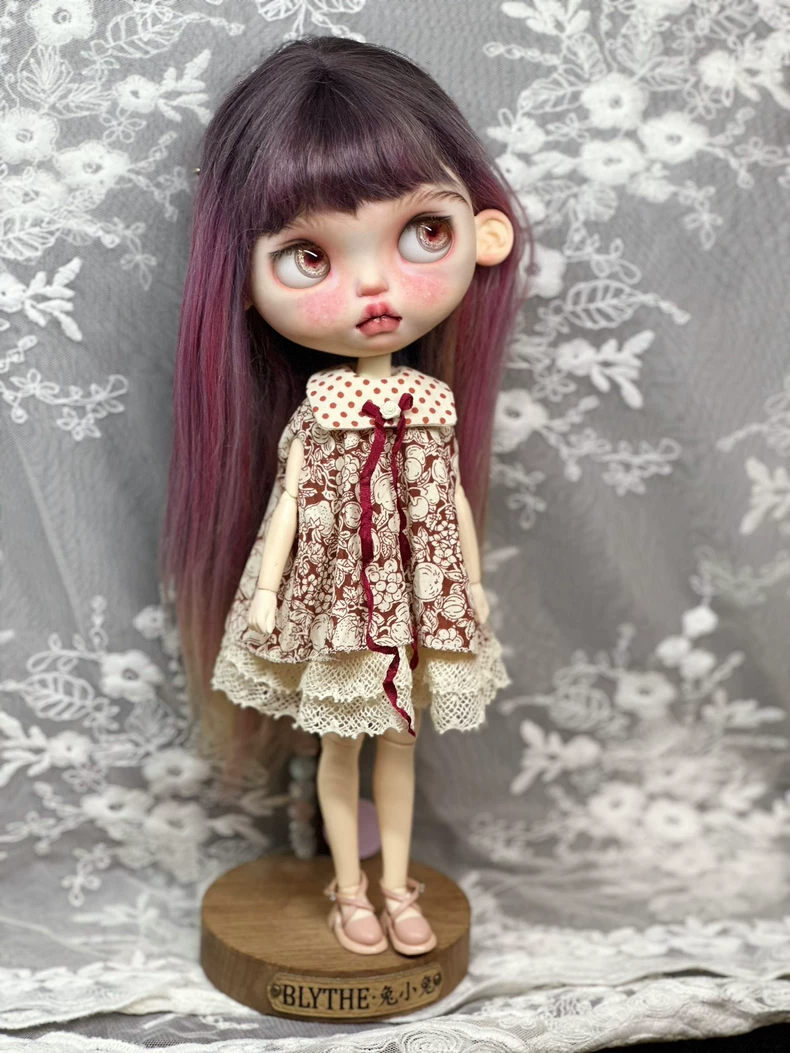 Charming Blythe Doll Outfit: Elegant Red & White Dress for ob22, ob24, ob26 – Perfect for Collectors & Creative Play! - Image 4