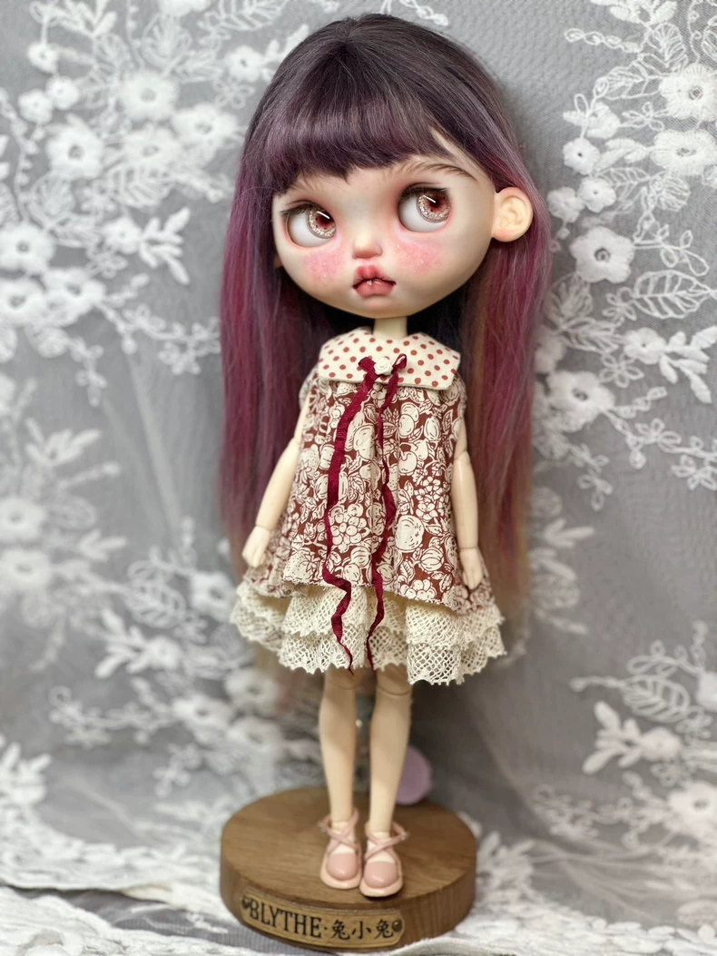 Charming Blythe Doll Outfit: Elegant Red & White Dress for ob22, ob24, ob26 – Perfect for Collectors & Creative Play! - Image 6