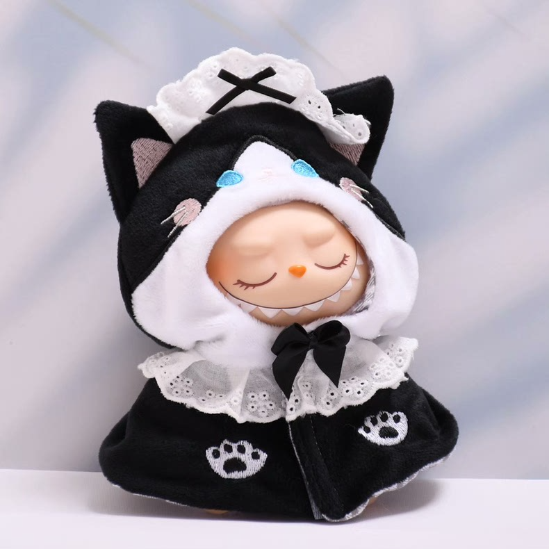 Whimsical LABUBU Cat-Themed Doll Outfit – Soft Plush Hood & Cape with Lace Details - Image 2