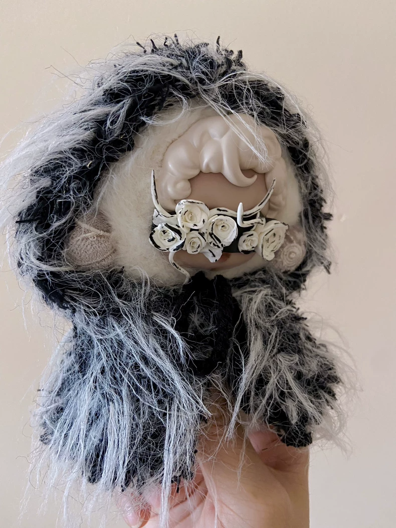 Mystical Skullpanda Hooded Cloak Outfit – Elegant Floral Eye Mask Design for Cosplay & Themed Events - Image 2
