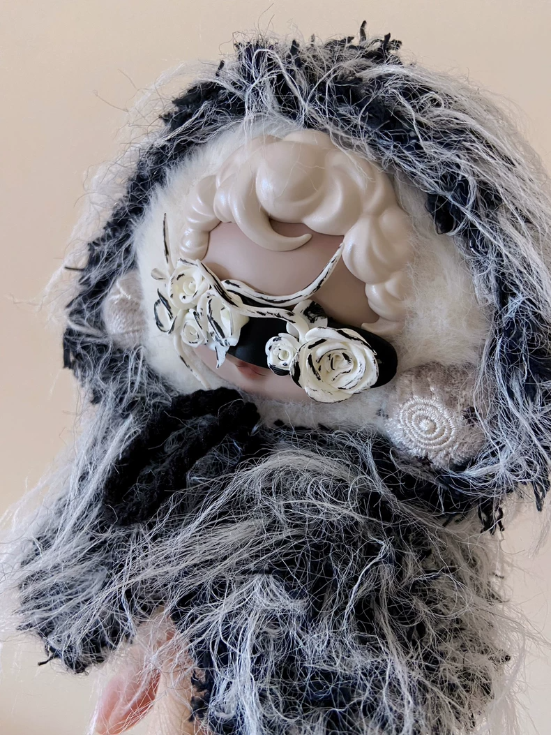 Mystical Skullpanda Hooded Cloak Outfit – Elegant Floral Eye Mask Design for Cosplay & Themed Events - Image 9