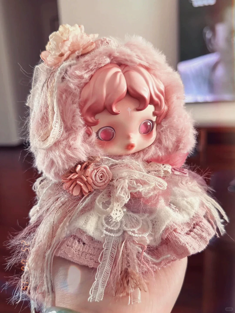 Whimsical Skullpanda Plush Outfit – Pastel Elegance for Collectible Figures - Image 1
