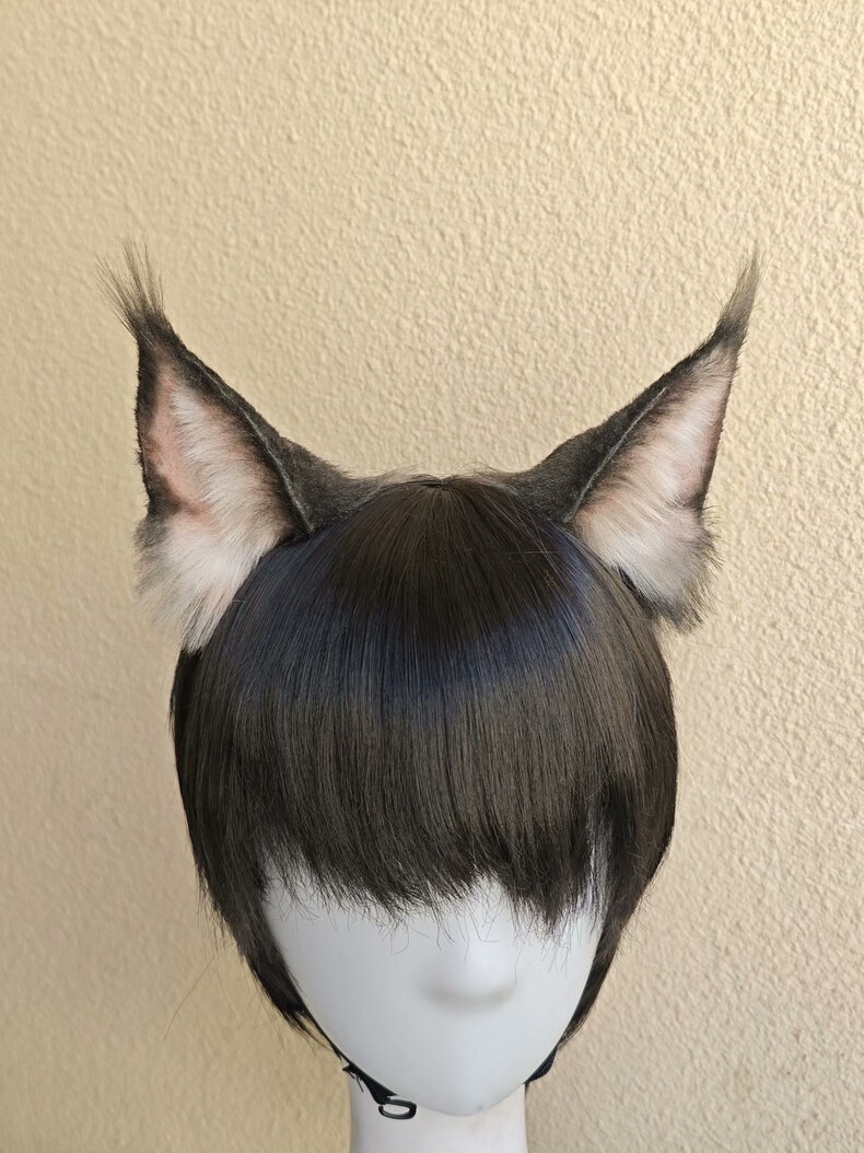 Realistic Brown & Black Cat Ears – Handmade Furry Wig Clip-Ons - Image 3