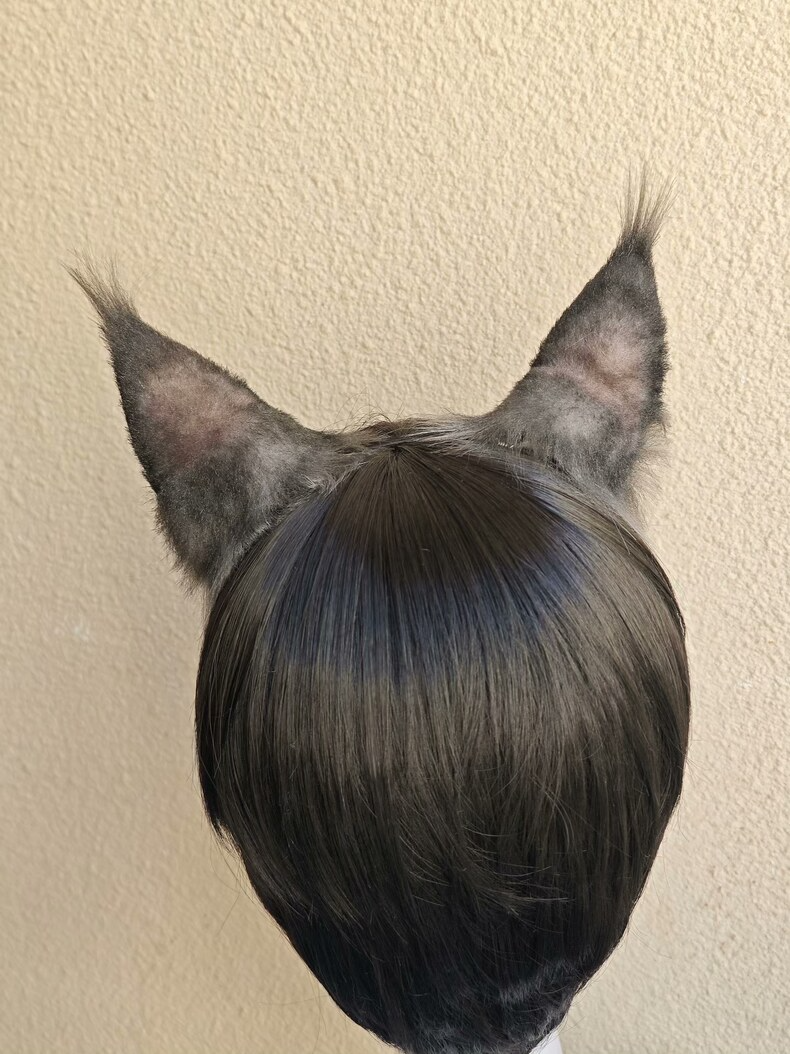 Realistic Brown & Black Cat Ears – Handmade Furry Wig Clip-Ons - Image 5