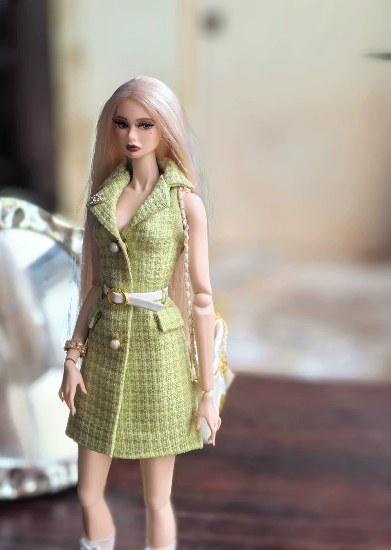 Chic Avocado Green BJD 1/6 Doll Outfit with Elegant Accessories & Premium Craftsmanship - Image 3