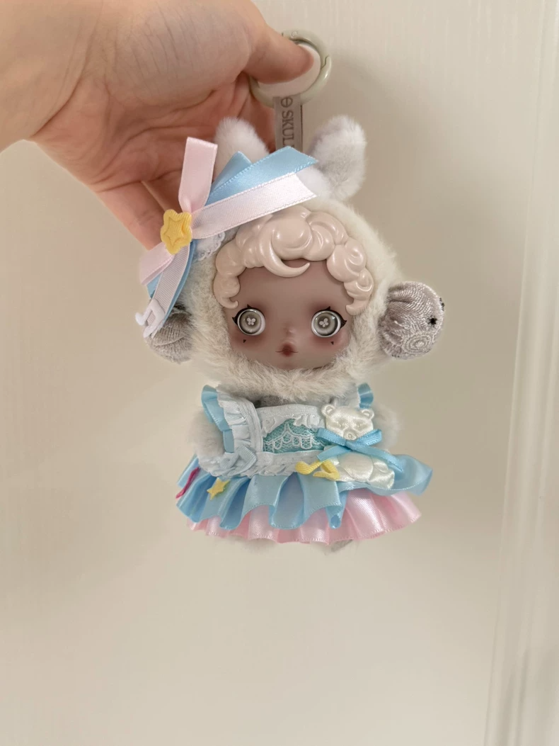 Whimsical Skullpanda Doll Outfit: Pink Butterfly Bow & Layered Skirt – Adorable 10cm Doll Fashion - Image 6