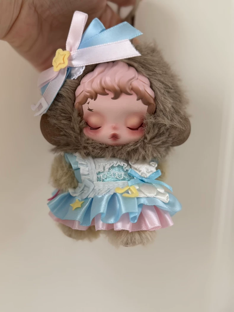 Whimsical Skullpanda Doll Outfit: Pink Butterfly Bow & Layered Skirt – Adorable 10cm Doll Fashion - Image 7