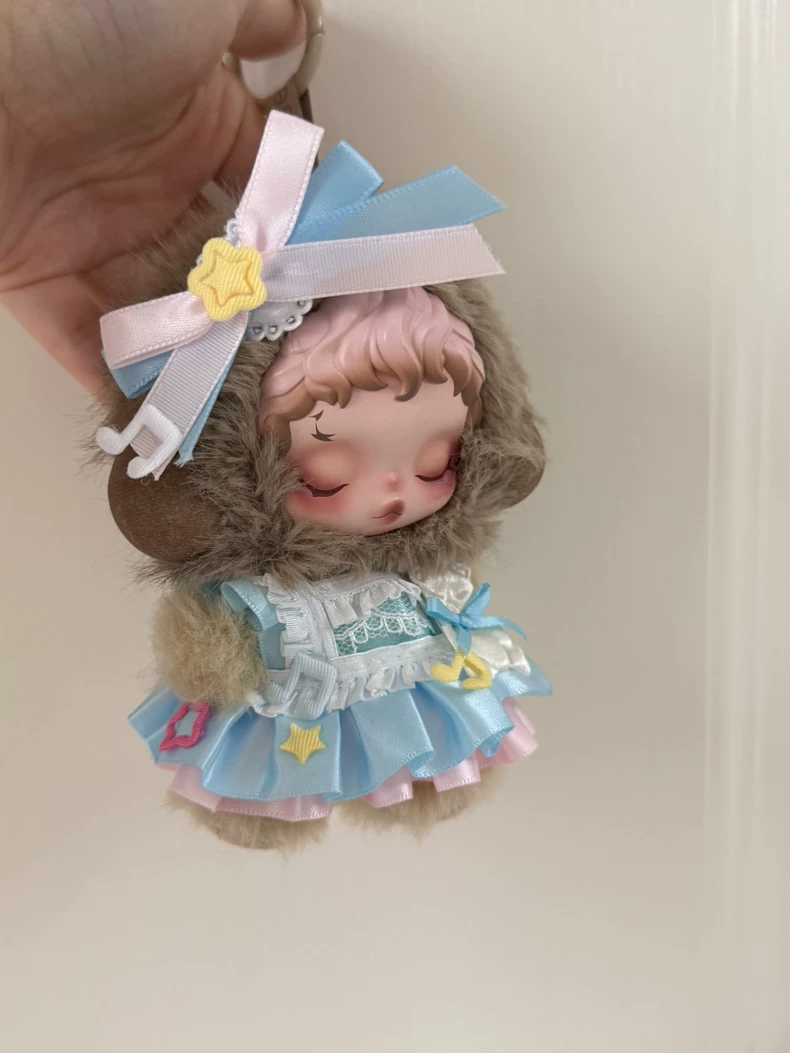 Whimsical Skullpanda Doll Outfit: Pink Butterfly Bow & Layered Skirt – Adorable 10cm Doll Fashion - Image 8
